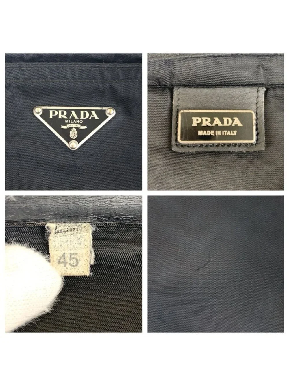 Prada Tessuto Black Silver Nylon Shoulder